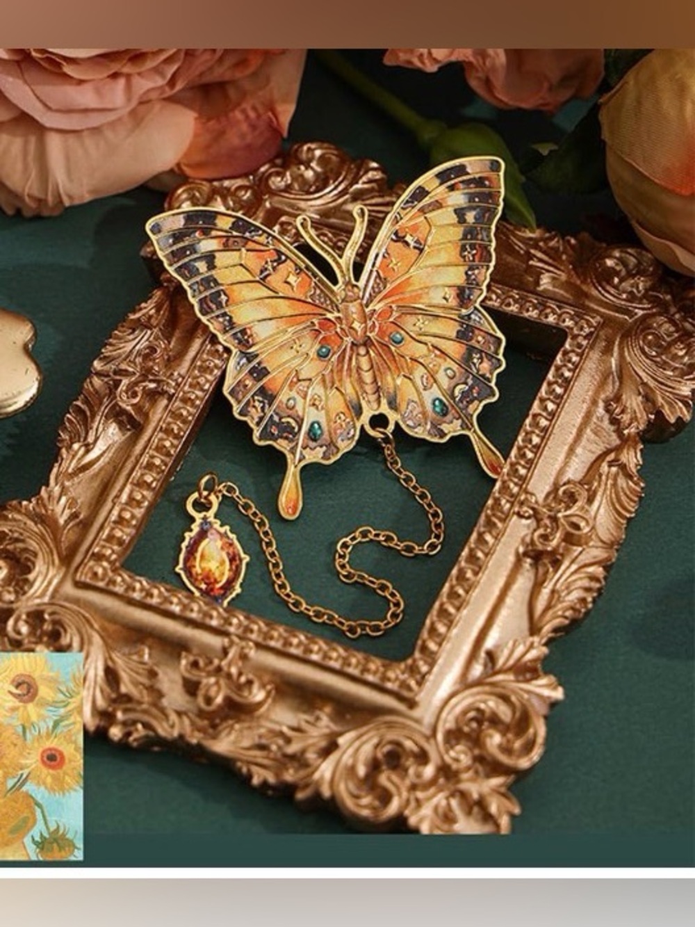 Butterfly Book Marker Van Gogh Sunflowers Inspired Backdrop New